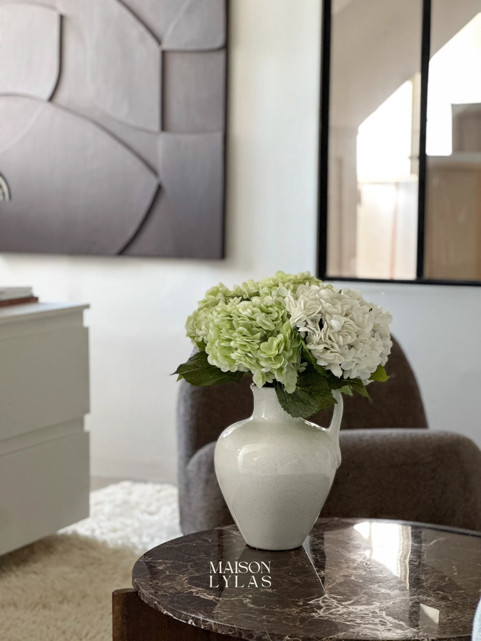 Bouquet hortensia artificiel vert décoration – Maison Lylas
