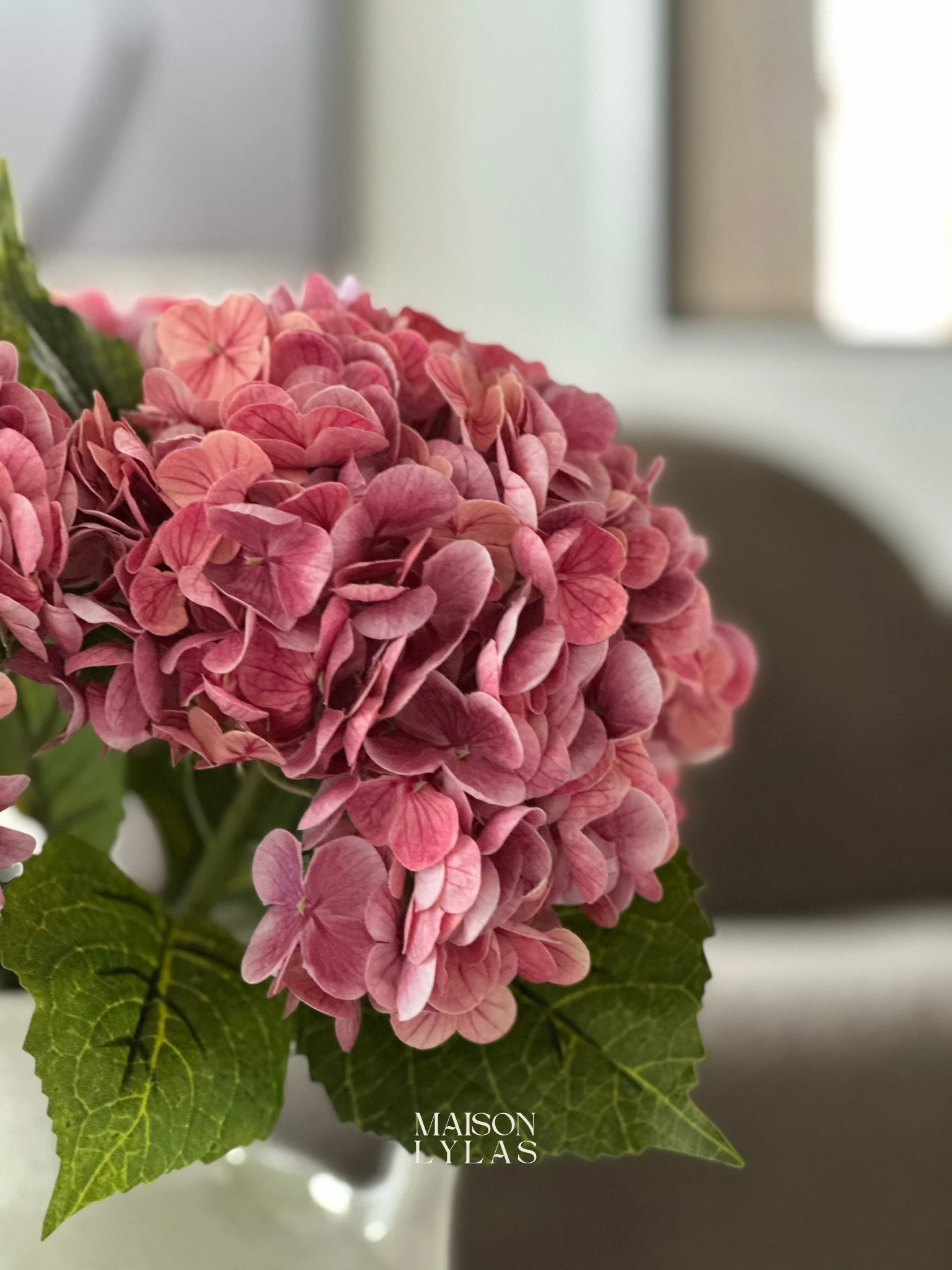 Bouquet hortensia artificiel rose poudré décoration – Maison Lylas